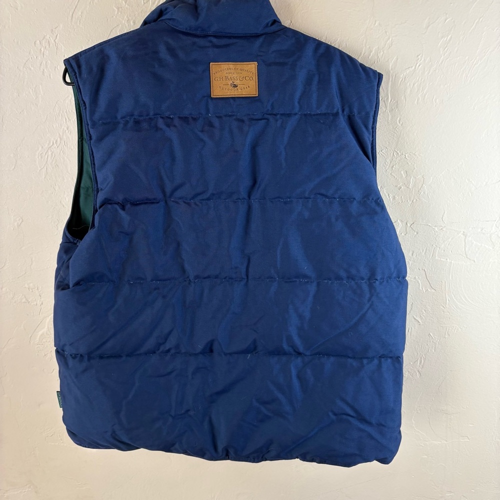 G.H Bass & Co Green Blue Reversible Puffer Vest Medium Pockets Zipper Medium - Picture 11 of 12